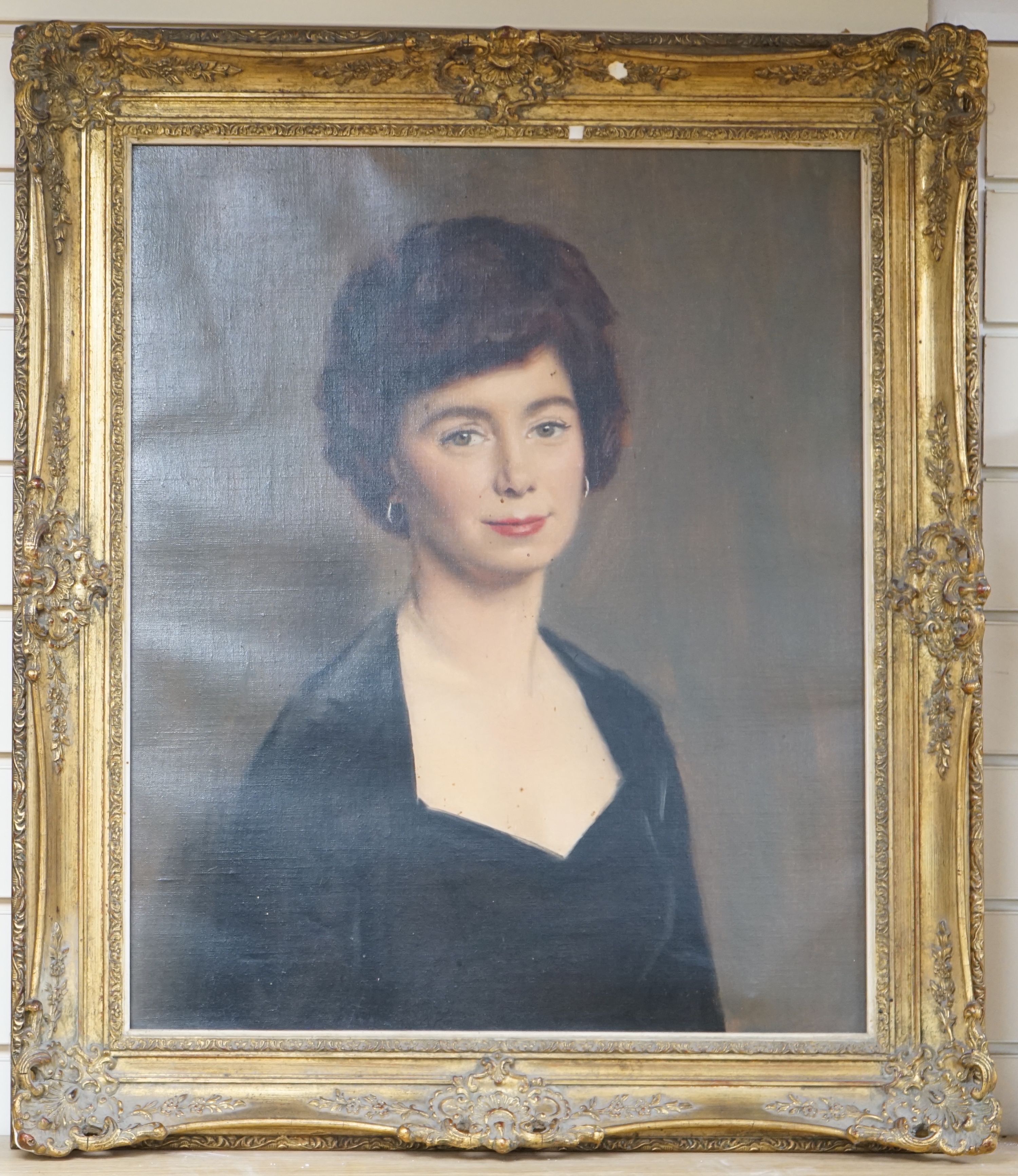 English School c.1960, oil on canvas, Portrait of Coral Pearl Newman, 60 x 50cm